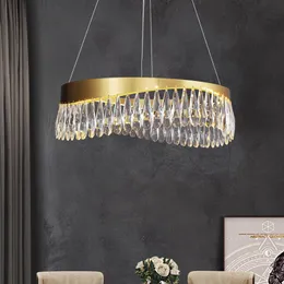 100% rame K9 Lampadario di cristallo Lampadari in ottone pieno Apparecchio per luci Lampada a sospensione moderna americana Lampada da pranzo domestica europea Soggiorno Droplight 10 anni di garanzia