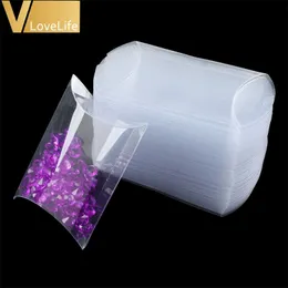 100 pz / lotto PVC opaco forma di cuscino scatola di regali contenitore di caramelle per feste nuziale dolce imballaggio di gioielli bomboniere per feste di nozze 220420