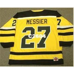 Chen37 남자 #27 Mark Messier Cincinnati Stingers 1978 WHA 레트로 홈 하키 저지 또는 사용자 정의 이름 또는 번호 레트로 저지