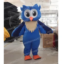 Halloween Blue Owl Mascot Costume Wysoka jakość Kreskówka Stroje postaci STRIBS UNISEX DOROSIS SUTFIT Świąteczny Karnawał