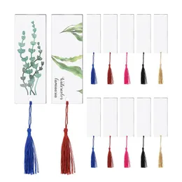 Bokmärke 40 st Acrylic Blank Clear DIY Ofinished Mini Book-markörer med färgglada tofsar för hantverk ornament