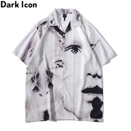 Dark Icon Vintage Street Mens Shirts kurzärmeliges Sommer dünnes Material Hawaiian Hemd Mann Bluse Männlich Top 220712