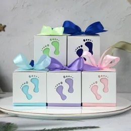 Gift Wrap 10st Baby Carriage Candy Box Sweet Container Favor and Gift Boxar med banddusch för dop födelsedagsfest barnsignelse