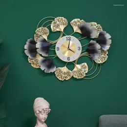 Wall Clocks Chinese Style Ginkgo Biloba Clock Modern Living Room Creative Contracted Art Reloj De Pared Mute Digital