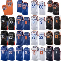 Men Kids Women Printed Basketball Julius Randle Jersey 30 RJ Barrett 9 Derrick Rose 4 Kemba Walker 8 Evan Fournier 13 Mitchell Robinson 23 Black Blue White Orange