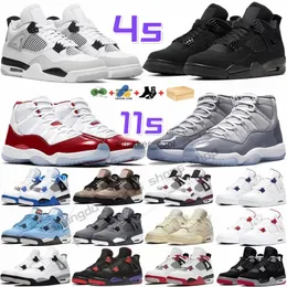 With Jumpman 4 Men Basketball Shoes 11 Mens Womens Sneakers 4s Black Cat White Oreo University Blue Infrared Cactus Jack Cool Grey 11s