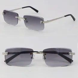 2022 New Luxury Diamond Cut Lens Cheetah head Metal Rimless 0147S Sunglasses Designer Model Driving Unisex glasses Man Woman 18K Gold Square Frames Size:57-18-140MM