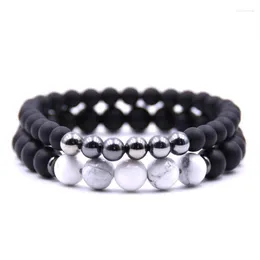 Strands z koralikami Hyhoney 2pcs/Set Natural Stone Beads Charm Bracelets for Women Men Men Biżuter