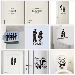 WC Toilet Entrance Sign Door Stickers For Public Place Home Decoration Creative Pattern Wall Decals Diy Funny Vinyl Mural Art 220727