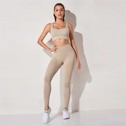 Sportswear Women Sportswear Cintura Esportes Bra + Legging Gym Roupas Sem Emenda Fitness Yoga Terno Stretchy Workout Set Poldded Sport 220330