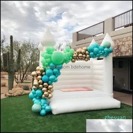 Utomhusspel aktiviteter fritidssport utomhus uppblåsbar bröllop studsare vit studsa hus jum bouncy slott droppleverans 2021 dnwiw