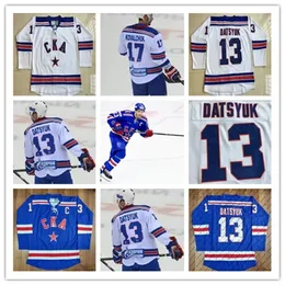 CEOMITNESS 13 Pavel Datsyuk Khl CKA ST Petersburg 17 Ilya Kovalchuk Khl Blue White Custom Hockey Jerseys