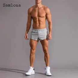 Samlona Plus Boyut Erkekler Leisure Şort Yaz Ultrashorts Seksi Elast Wiast Sıska Erkek Gündelik Plaj Kısa Pantolon 220630