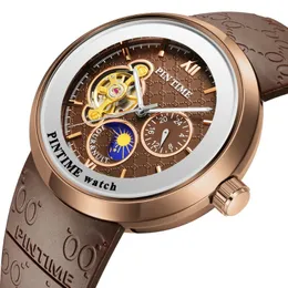 Principais relógios de pulso Pintime Top Brand Automática Mecânica para homens Relógios machos stap stap relógio Hombre Relogio masculinowristwatches
