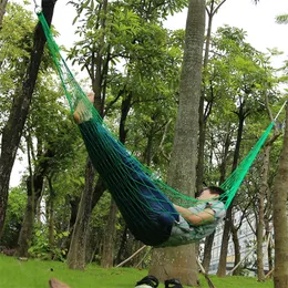 Single Person Mesh Nylon Hammock Portable For Camping Beach Outdoor Leisure Hanging Bed Swing Adult Furniture Ulatralight 220606