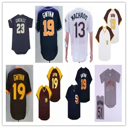 San Diego Vintage baseballtröja 21 KEN CAMINITI 19 TONY GWYNN 12 STEVE FINLEY 51 TREVOR HOFFMAN 23 ADRIAN GONZALEZ 9 BENITO SANTIAGO 31 DAVE WINFIELD Retro