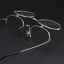 Modne okulary przeciwsłoneczne ramy Vintage tytanowe okulary ramy mężczyźni okrągły Japonia Myopia recepta optyczne okulary kobiety klapki szklanki