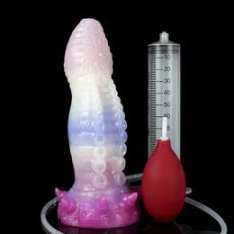 Morbido plug anale in silicone Tentacolo Fantasy Dildo Squirting Giocattolo del sesso con Sucker Flirt Massager