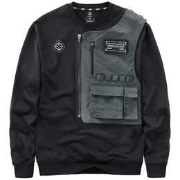 Men's Fashion Techwear Hoodies Hi Street Mechanical Tactical Pullover Sweatshirts Personality Cargo Tops 220816