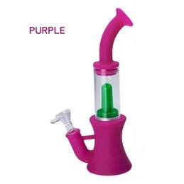 Silicone Beaker bong Hookahs with glass bowl Diffuse coloured Portable foldable Smoking Water pipe Bubbler Filter Oil Rig Dab Rigs