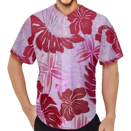 Camicie casual da uomo stampate su richiesta Camicia estiva da uomo in maglia polinesiana tribale tradizionale floreale Bottone di grandi dimensioni TraspiranteUomo