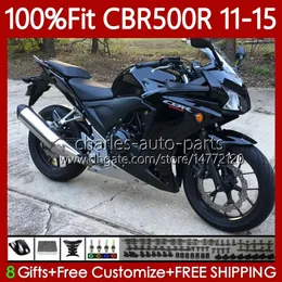 OEM Fairings Kit för Honda CBR 500 R CC 500R RR Factory Black 2011 2012 2013 2014 2015 Body 126No.90 CBR500RR CBR500 RR 11-15 CBR500R 11 12 13 14 15 Injektionsformkroppar