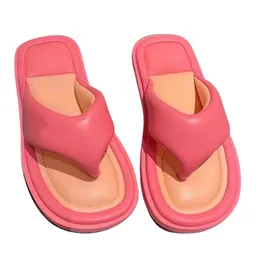 Flip Flops Slippers Women Summer Outer Wear Color Blocking Flip-toe Beach Sandals Non-slip Thick Bottom Casual Bread Flip-Flops Flat Bottom 35-42