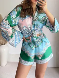 Женские спортивные костюмы Kumsvag 2022 Summer Women 2 Piece Set Set Suits Fashion Print Tops и шорты женский сладкий каникул уличный костюм ткань