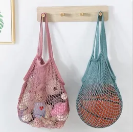 El çantaları alışveriş yapan tote örgü net dokuma pamuk çantalar ipi yeniden kullanılabilir meyve depolama çantaları el çantası yeniden kullanılabilir ev depolama çantası