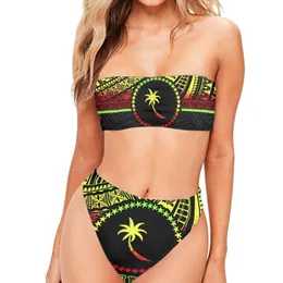 Chuuk Polynesian Tribal Bikini badkläderkvinna baddräkt Kvinnor Bikini Set Bandeau Baddräkt Kvinnlig strandkläder Biquini 220616