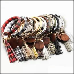 Key Rings Jewelry Pu Leather Wristlet Bracelet Bangle Big O Loop Keychain Bracelets With Tassel Hand Chain Bang Dhclj