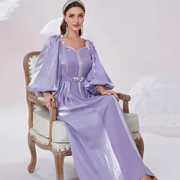 Fancy Lilac Butterfly Arabic Evening Dress Dubai Abaya Elegant A Line Puff Sleeve Prom Dresses Glitter Quicksand Muslim Dress Formal Special Endan Vestidos Robe