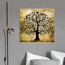 Tree Of Life Hanging Scroll Painting Canvas Posters And Prints Wall Art Wall Pictures For Living Room Nordic Home Decor Vintage T200608