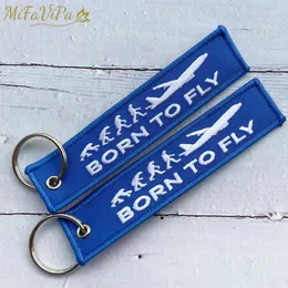 Keychains MiFaViPa Fashion Trinket Keychain Born To Phone Strap Embroidery Aviation Key Tag For Flight Crew Sleutelhanger Fred22