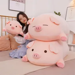 40/50/60/80cm Squish Pig Stuffed Doll Lying Plush Piggy Toy Animal Soft Plushie Pillow Cushion Kids Baby Comforting Gift 220409