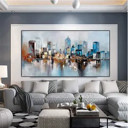 Abstract Urban Architectural Landscape Oil Painting Posters and Prints Wall Art Canvas Painting Big Size Picture for Living Room