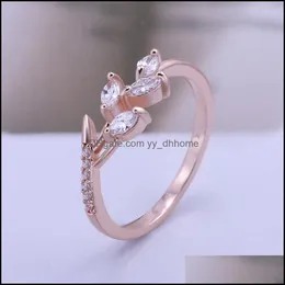 Band Rings Jewelry Leaf Shape Cubic Zircon High Quality Finger Ring Wedding For Women Fashion Party Gifts Wholesale Drop Delivery 2021 Ki5Uh