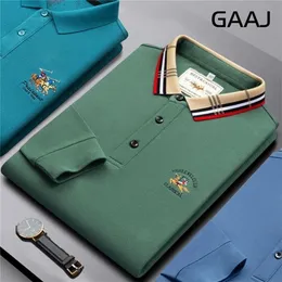 Gaaj Mens Polo Luxury Style Stripe 100 Хлопковая вышивка с длинными рукавами Блузкие рубашки пляжная одежда Polos Man социальная рубашка 220614