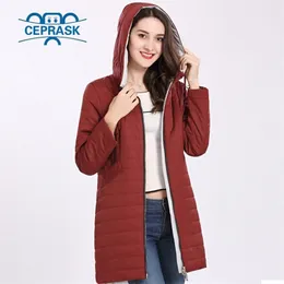 High Quality Womens Coat Spring Autum Windproof Thin Women Parka Long Plus Size Hooded Warm Cotton Jackets CEPRASK 201210