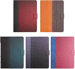 Hit Hybrid Color Splicing Leather Cases för iPad Mini 6 5 4 3 2 1 12345 Mini6 Patchwork Credit ID Card -slot Flip Cover Wallet Holder Stand Tablet Pouch Purse Påsar