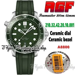 AGF Diver 300m Mens relógio 210.32.42.20.10.001 A8800 Automático mecânico de 42 mm de discagem verde moldura cerâmica Caixa de aço inoxidável Caixa de borracha Super Versão Eternity Relógios