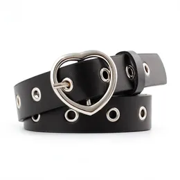 Belts Fashion Cute Heart-shaped Women Leather Belt For Female Strap Casual Ladies Jeans Dress Eyelet Grommet Waist Sweet