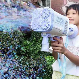 Elektrische Bubble Gun Gatlin Rocket Gun 44-Loch Groß für Kinder Badezimmer Spielzeug Magische Blasen Maschine 2022 Heiße Seifenblasen Spielzeug Y220725