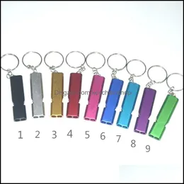 Keychains Portable Aluminum Safety Whistle For Outdoor Hiking Cam Survival Emergency Keychain Mti Tool Dr Keychainshop Dhzqg