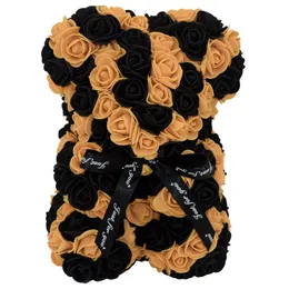 Decorative Flowers & Wreaths Rose Bear 25cm 10 Inches Artificial PE Foam Flower Teddy Handmade Gift For Valentine Birthday Girlfriend Weddin