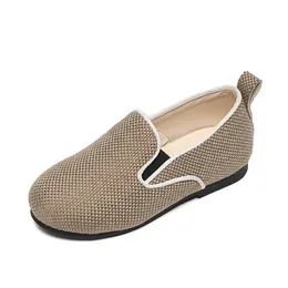 Детская обувь для весеннего и летнего дизайна ткани для мальчиков для мальчиков Девочки кожа капустые резиновые мокасины 220525