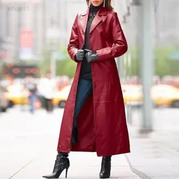 Curly Women Jacket Autumn Winter Solid Color Faux Leather Long Slim Wind Jacket Windjacket Plus Size Fashion Cool Jackets 4 Colors L220725