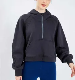 LU-33 세미 지퍼 스웨터 여성용 까마귀 요가 복장 느슨한 패션 레저 코트 런닝 피트니스 캐주얼 두꺼운 체육관 의류 패션 트렌드 6