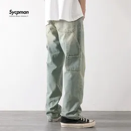 Ностальгические старинные джинсы джинсы мешковатые мужские свободные прямые брюки работают стиль одежды много карманный панк-стрит одежды Cargo 22028