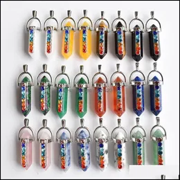 Kunst und Handwerk 7 Chakra Strass Heilung Naturstein Charms Lapis Tigerauge Rosenquarz Anhänger für DIY Schmuckherstellung Sports2010 Dh30O